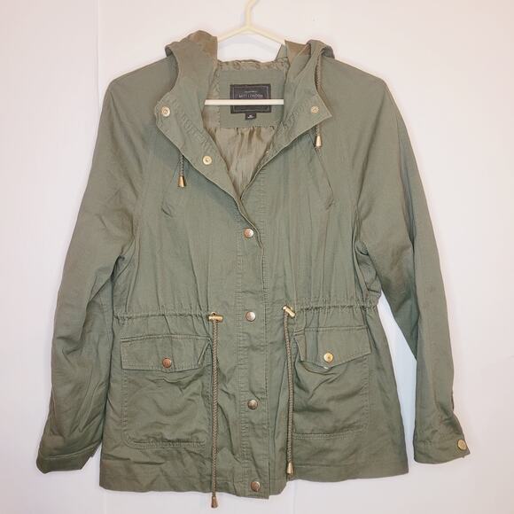 Miss London army green cargo utility hooded jacket Size Med Gorpcore Fisherman - Picture 1 of 8